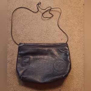 Carlos Falchi Buffalo Collection Vintage Genuine Leather Black Crossbody Bag